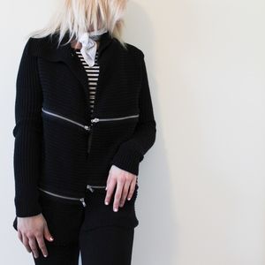 Rock & Republic Zipper Adorned Knit Cardigan S